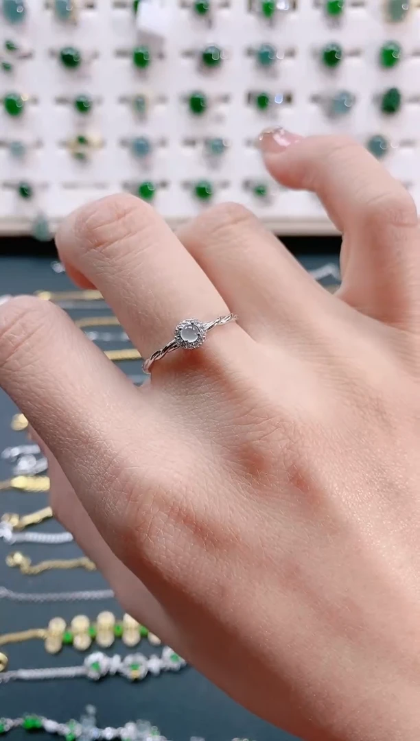 【闪购商品】翡翠戒指银S925镶嵌天然翡翠