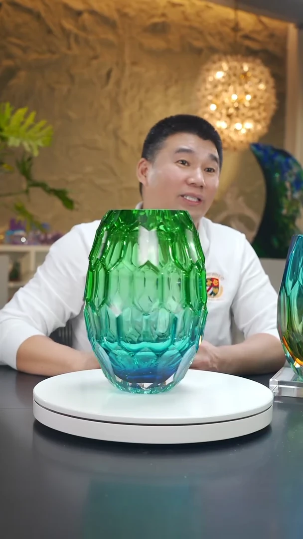 琉璃小*黑蓝绿凹面花器