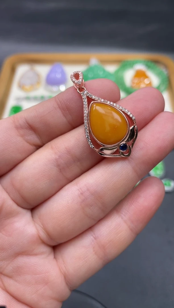 【闪购商品】蜜蜡裸石银S925镶嵌13...........