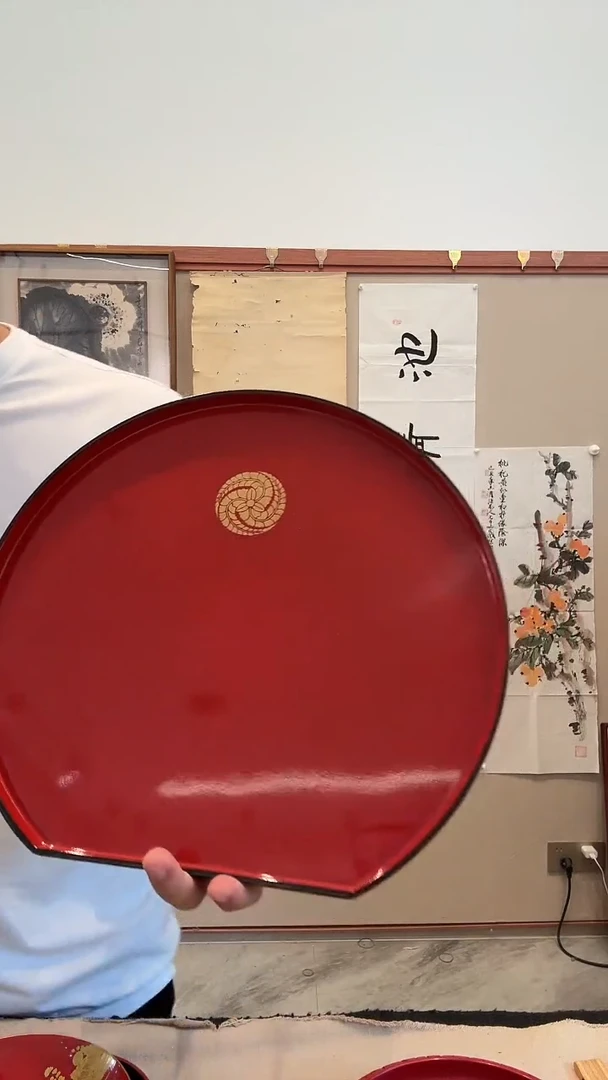 书法澍*樽j大漆 漆某盘 黑红 一件