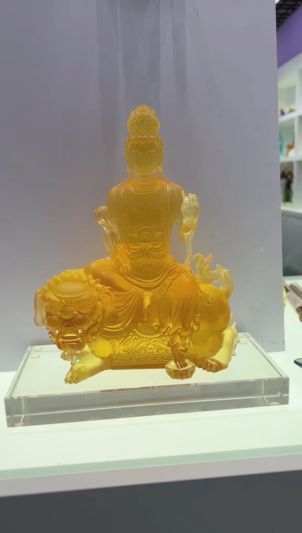 【闪购商品】泥塑古法琉璃26公分文殊摆件