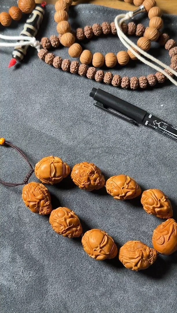 橄榄核吊坠11号橄榄核财神雕刻