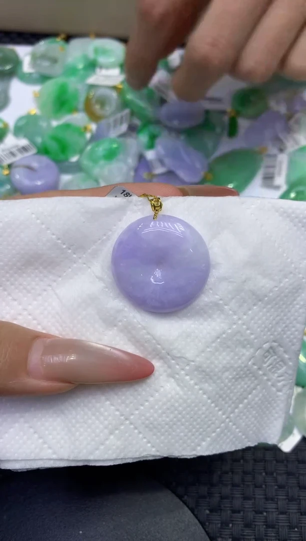 颈饰18K金镶嵌翡翠天然缅甸A货翡翠