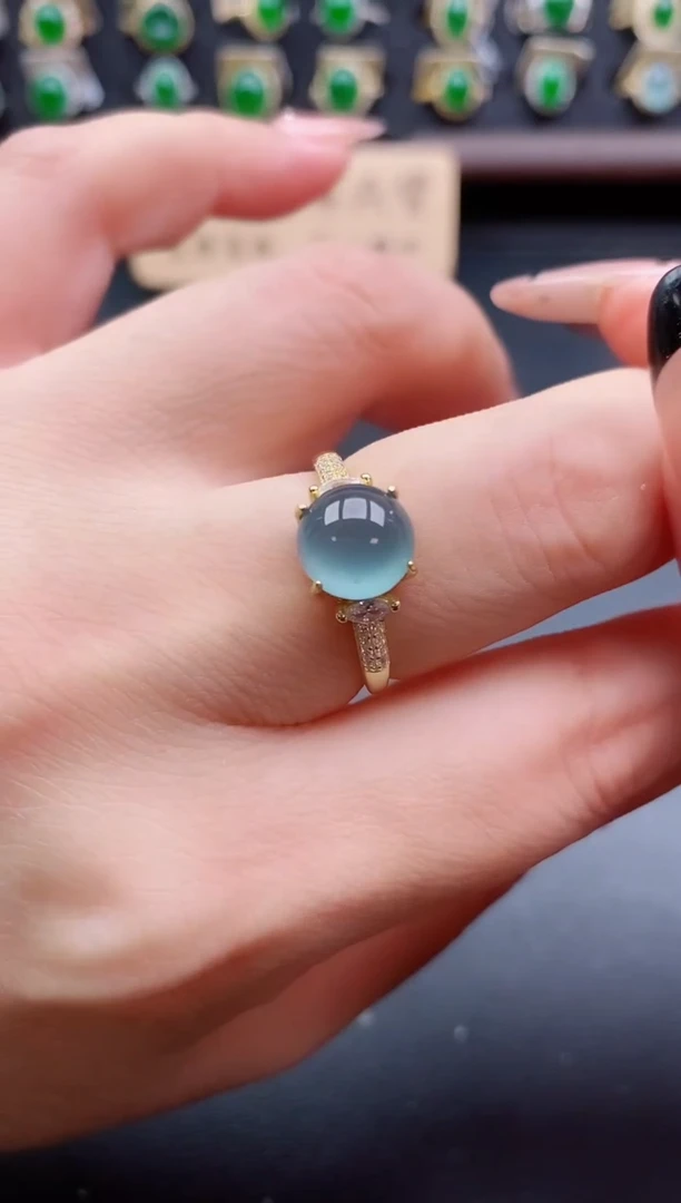 银S925镶嵌戒指翡翠1