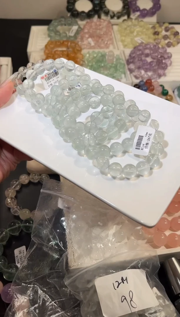 未镶嵌手链萤石多样性发一Q69奶绿12mm