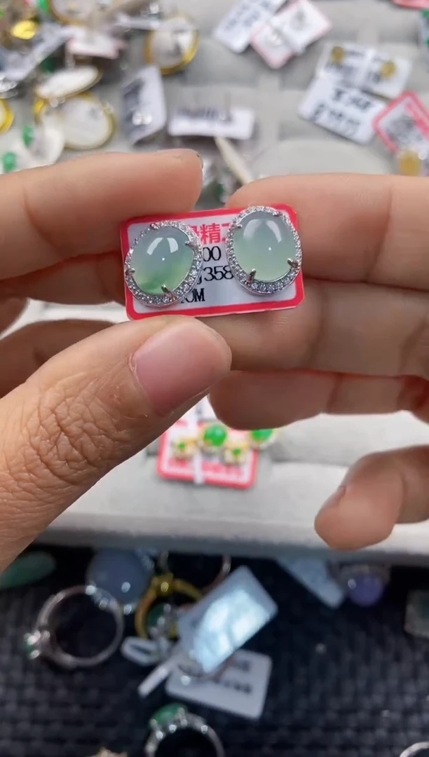 银S925镶嵌戒指翡翠444      4