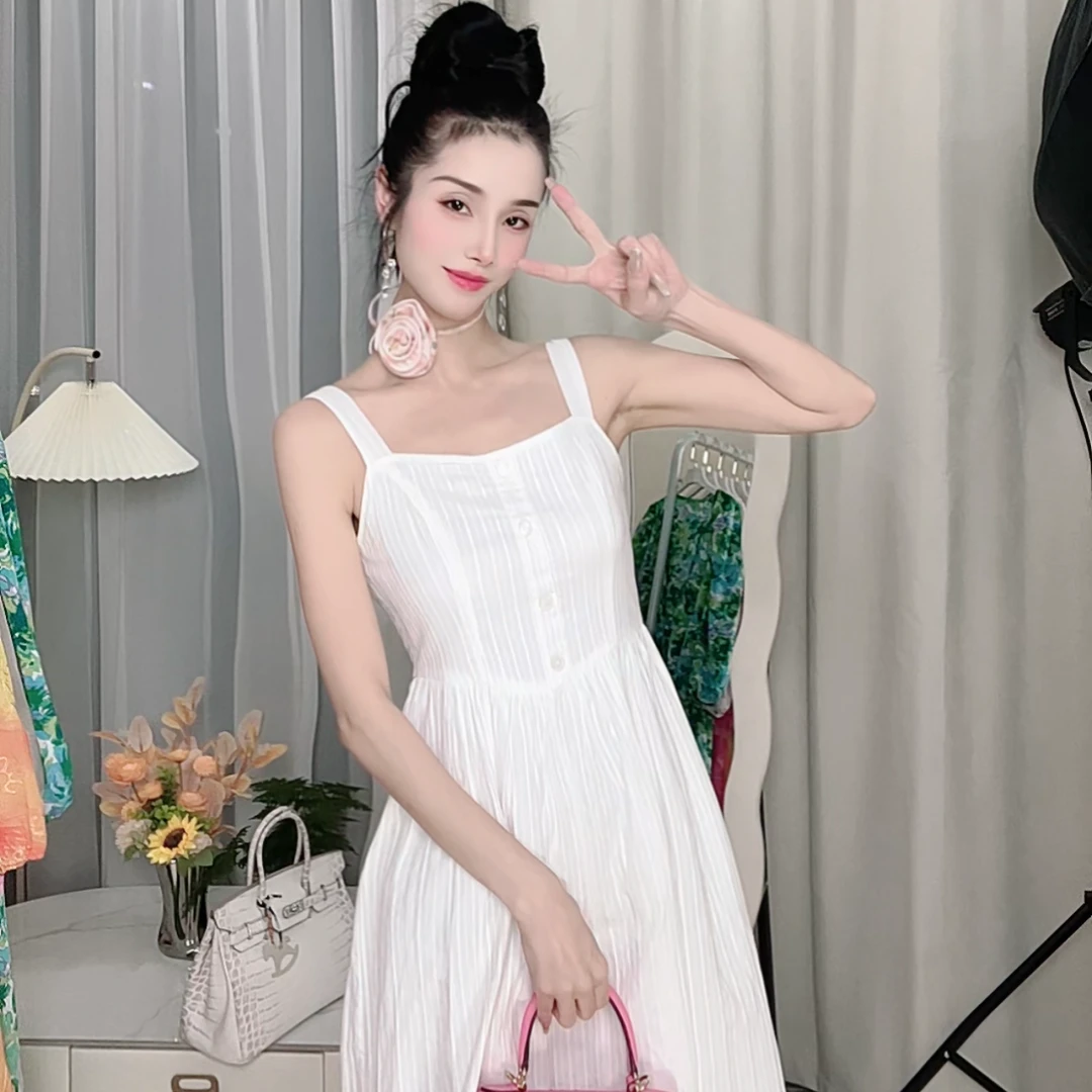 {白雪公主吊带长裙】名品汇原创艺术家重工定制显瘦长裙气质时尚