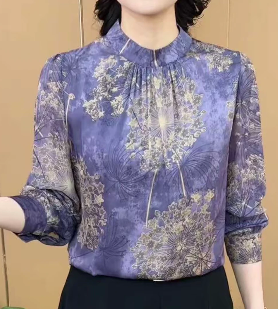 【现货】七分袖圆领薄款衬衫休闲显瘦洋气时尚气质宽松百搭155