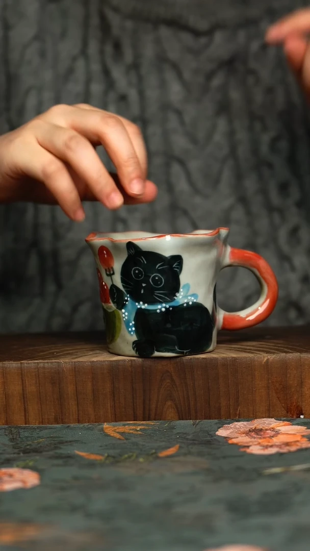 杯釉下彩手工手绘同款陶器