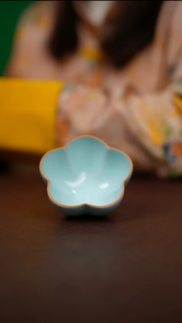 天青梅花杯不完美 四只  简装