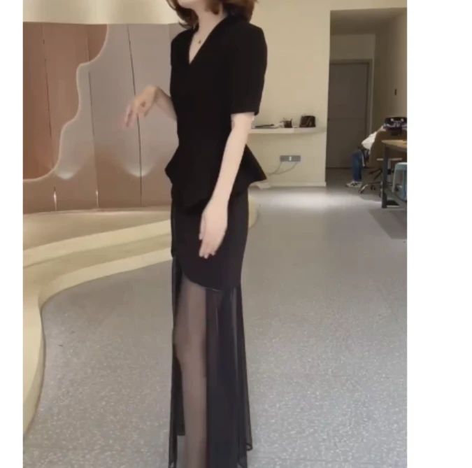 2025夏季新款网红同款洋气减龄韩版爆款外套半身裙拼接两件套夏uo