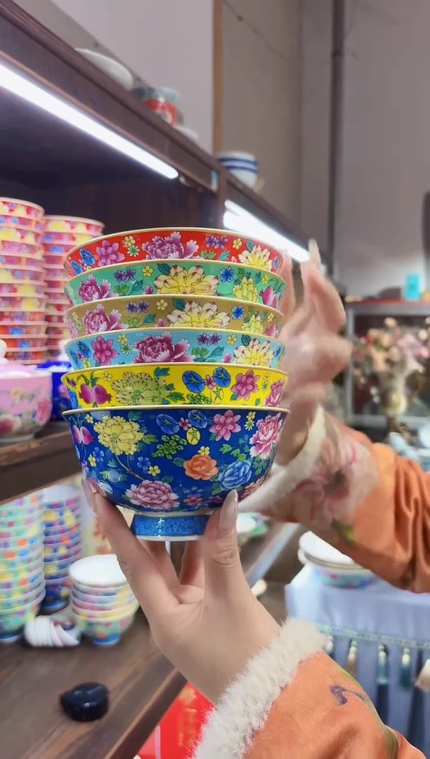 珐琅5英寸饭碗6个景德镇餐具