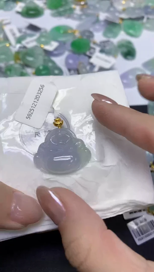 颈饰18K金镶嵌翡翠天然缅甸翡翠A货百元以上9元证书费自理