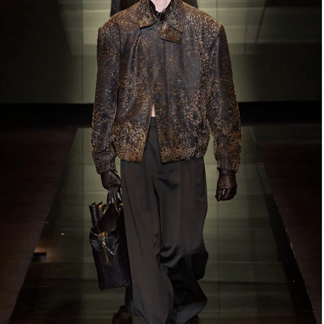 [轲老板]-D336-秋冬时尚拼接花纹直筒休闲裤