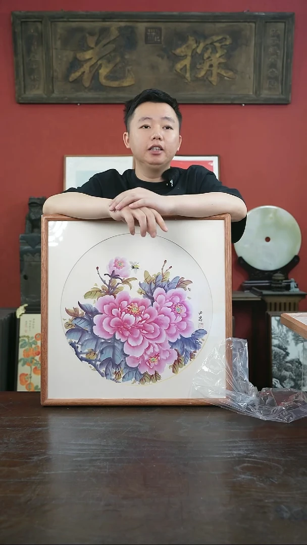 书法手绘50*50-32牡丹-海棠