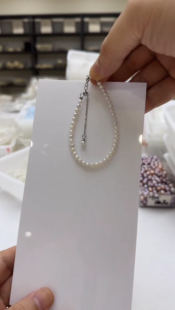 淡水珍珠手链未镶嵌3-4mm 吊珠款