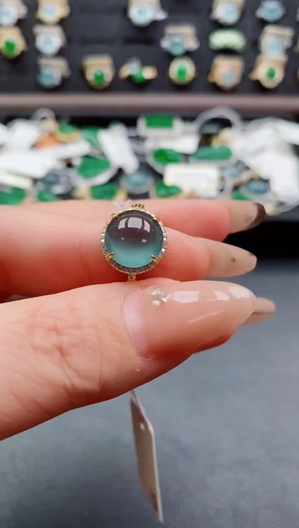 银S925镶嵌戒指翡翠1