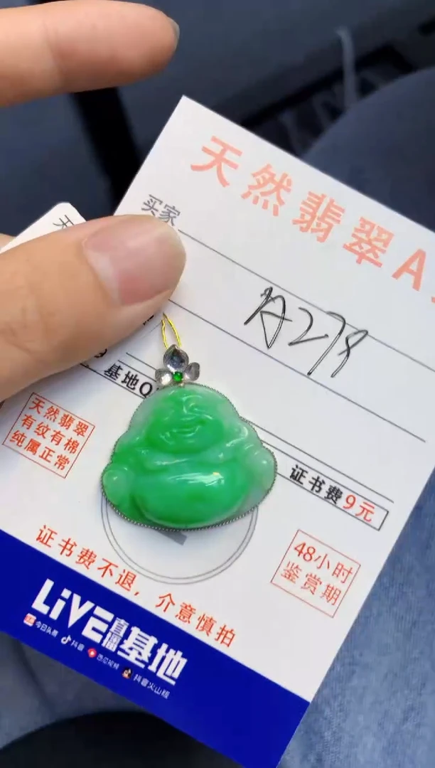 颈饰18K金镶嵌翡翠天然缅甸A货翡翠百元以上9元证书费自理