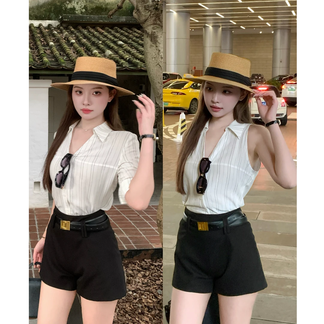 SZA【白茉童话】夏季新款韩系通勤高级感气质显瘦薄款衬衫A-2025