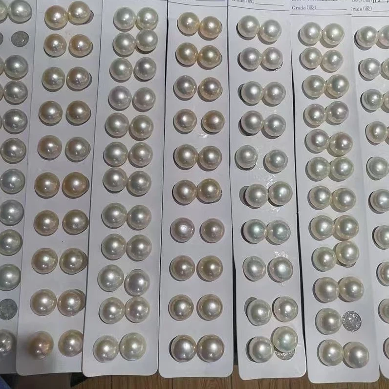 6-天然珍珠14mm无核面包形珍珠耳钉耳饰（气质百搭镶嵌素款）