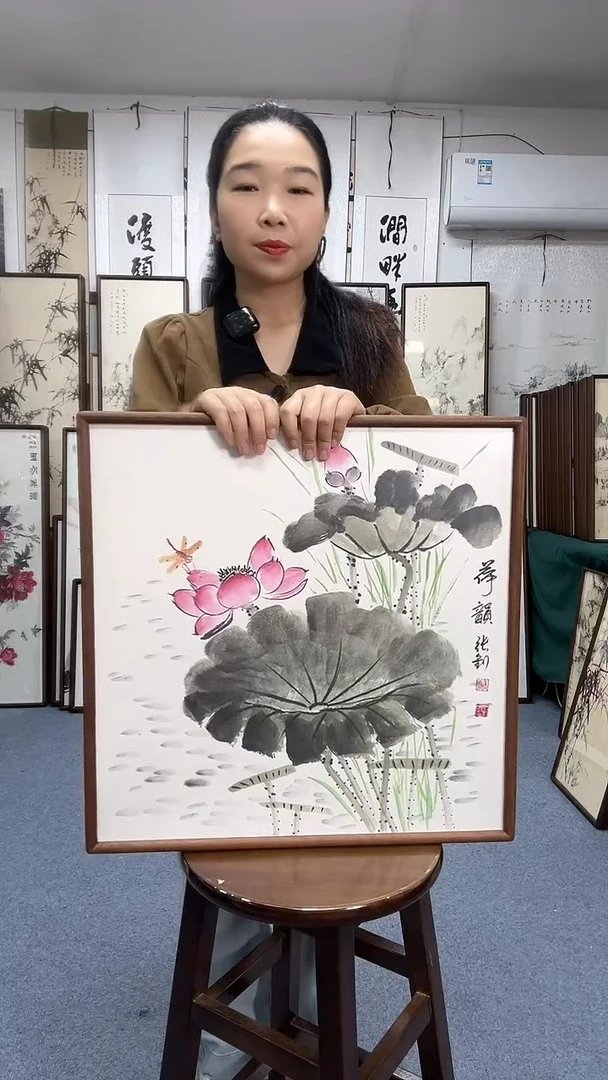 国画52*52实木画框京东包邮手绘