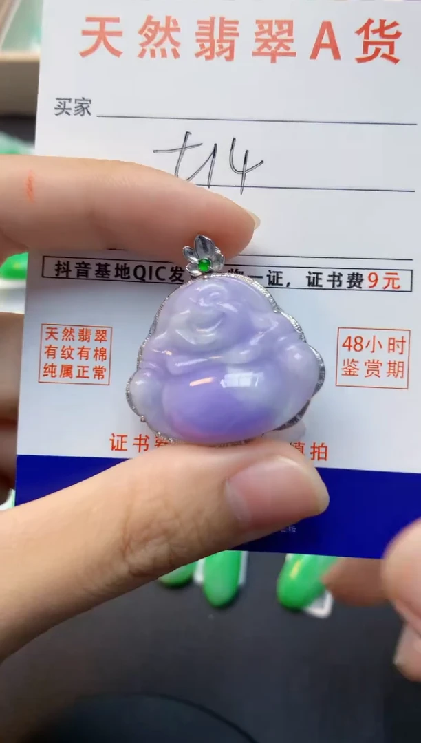 颈饰18K金镶嵌翡翠天然缅甸A货翡翠百元以上9元证书费自理