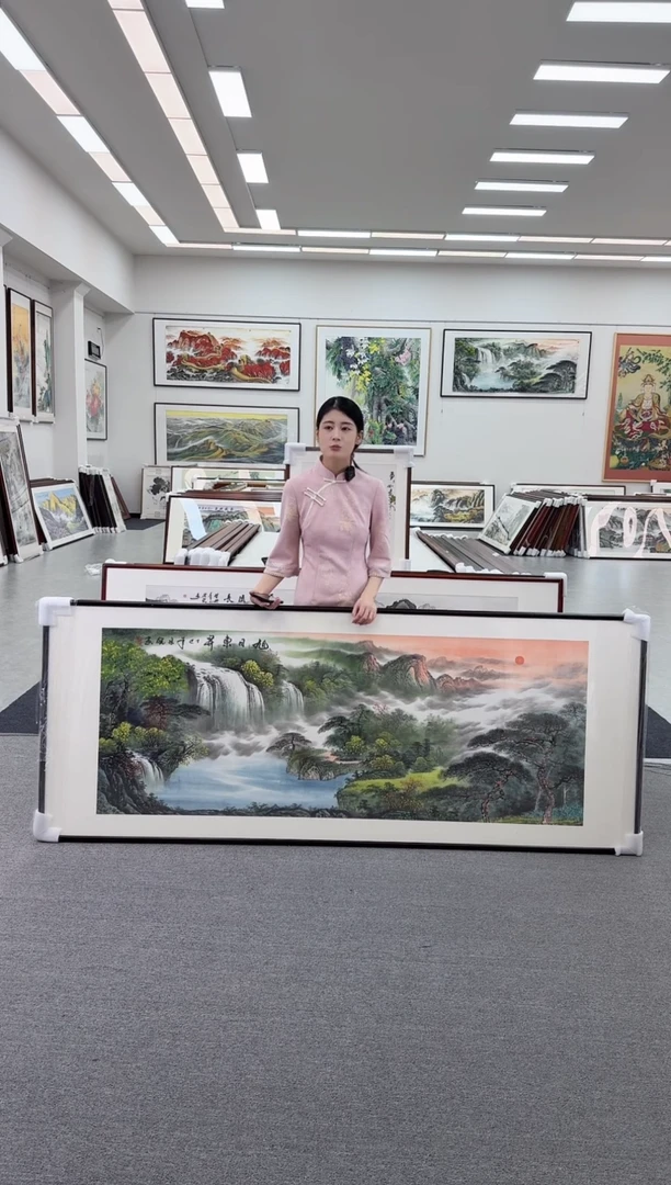 国画手绘  旭日东升  219*88