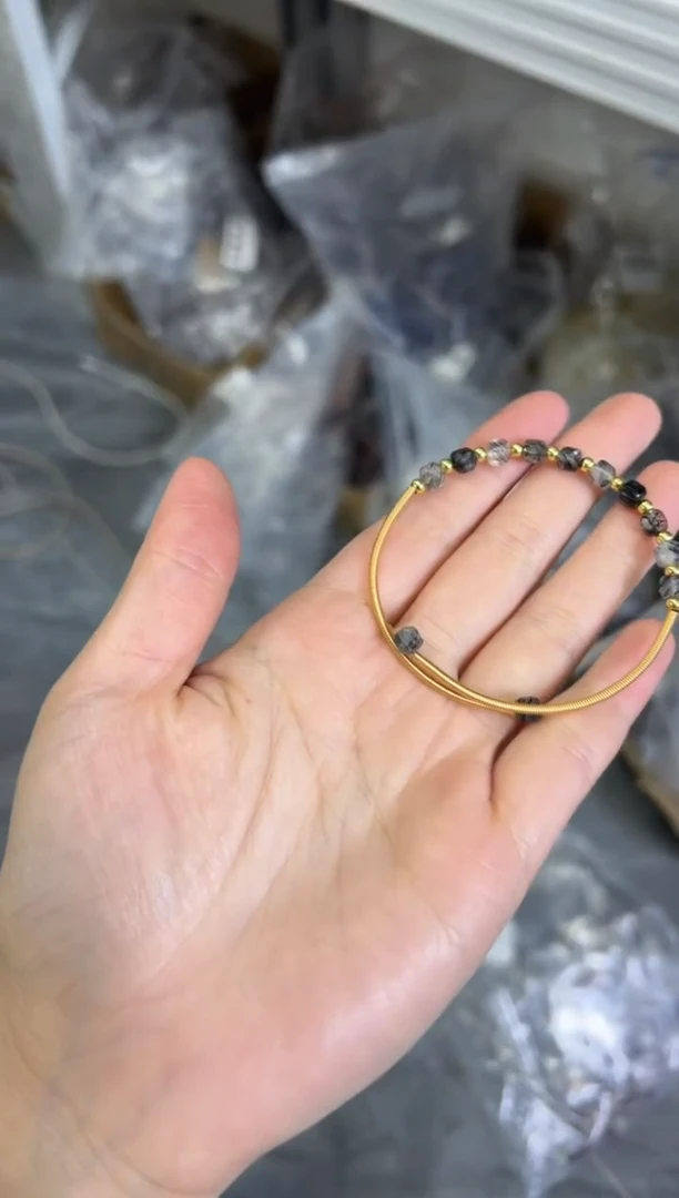 水晶手链未镶嵌黑发晶方块珠手环[1703]