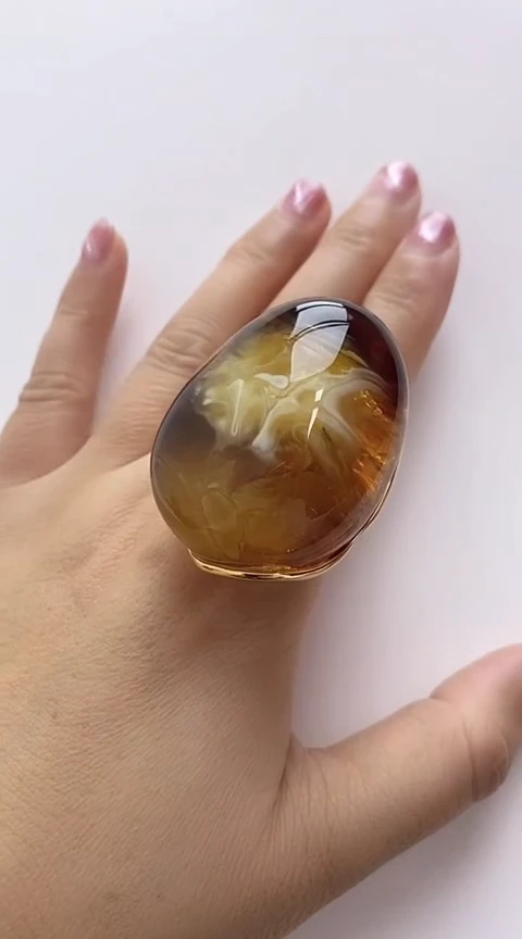 【闪购商品】琥珀裸石银S925镶嵌琥珀戒指