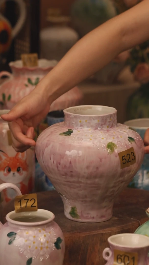 陶瓷523景德镇设计师手作花器摆件侘寂风