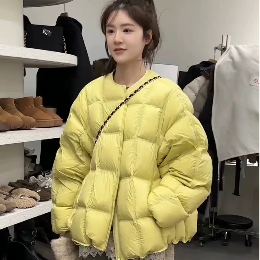 泡芙款2025冬季新款韩版宽松休闲时尚白鸭绒面包服羽绒服