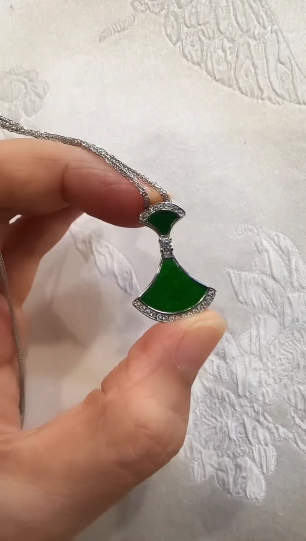 颈饰银S925镶嵌翡翠国风
