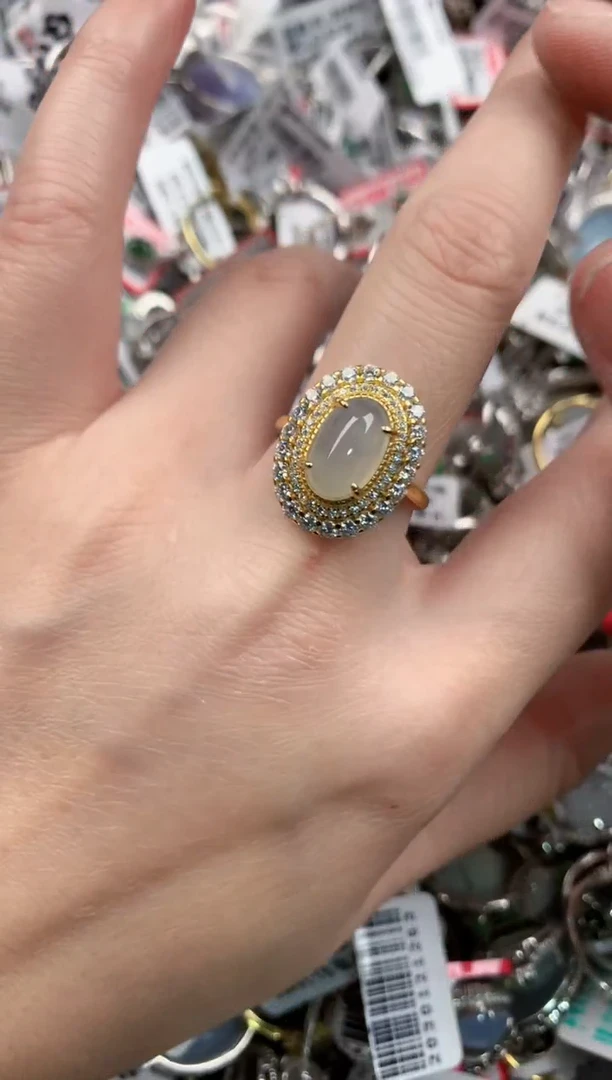 银S925镶嵌戒指翡翠999    3