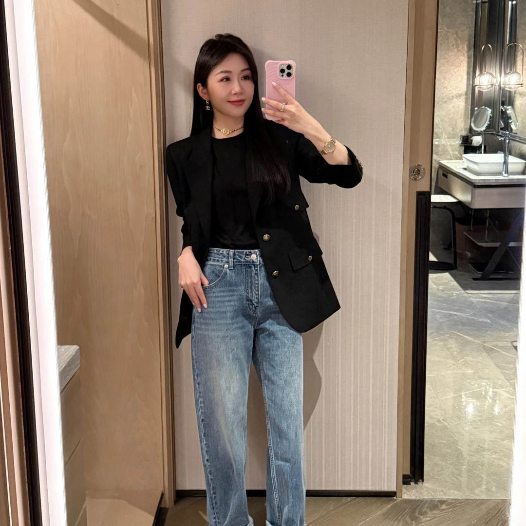 Syna希娜 高级感轻奢风黑色西装外套