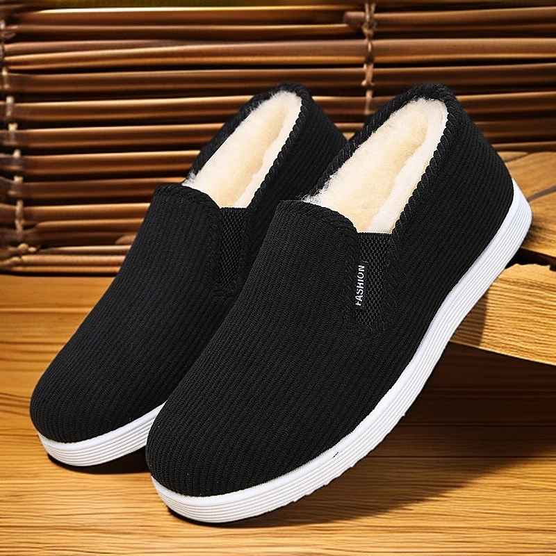 冬季国潮布棉鞋绵羊毛棉靴加绒加厚保暖防滑防水老北京布鞋爸爸鞋