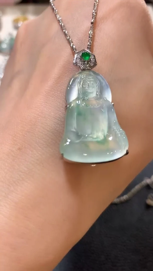 吊坠(不含链)18K金镶嵌翡翠n34