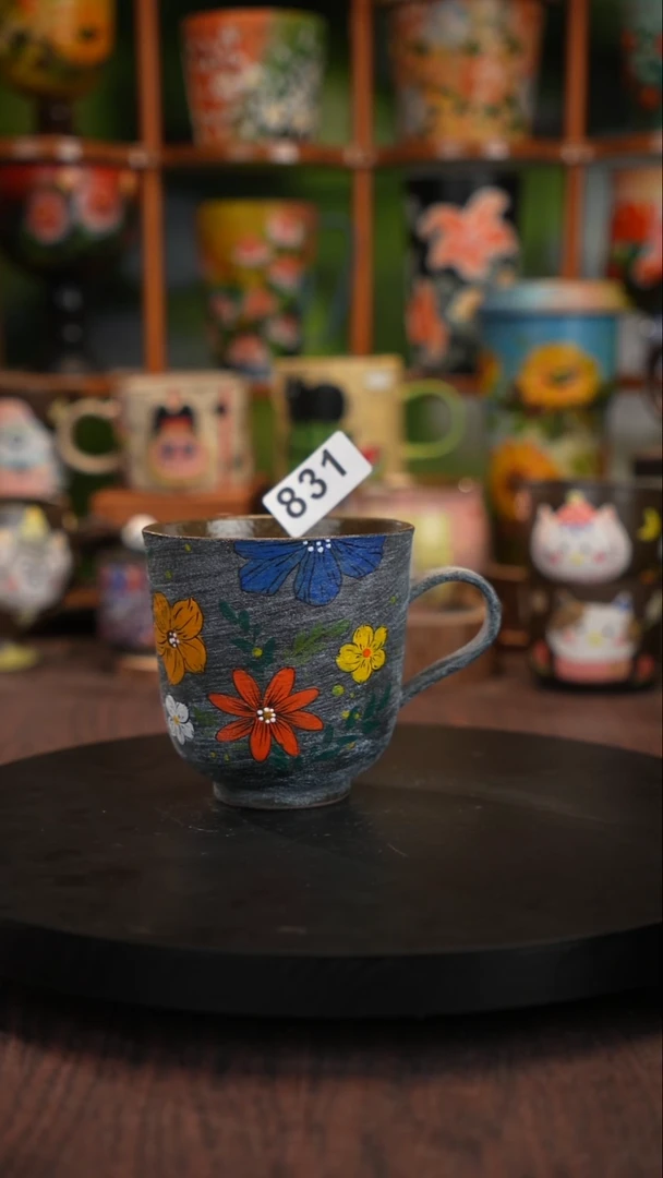 釉下手绘陶瓷紫砂杯