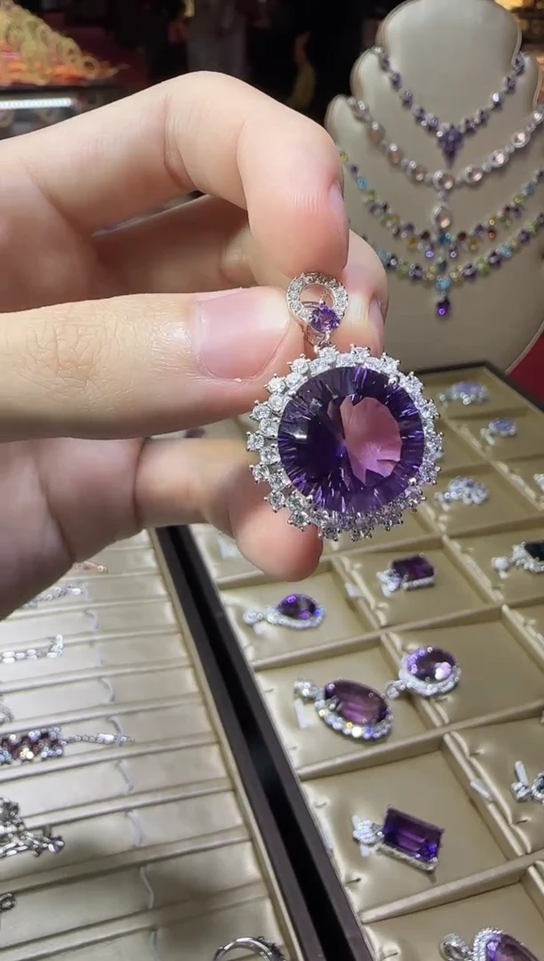 颈饰银S925镶嵌紫晶19mm帝王紫