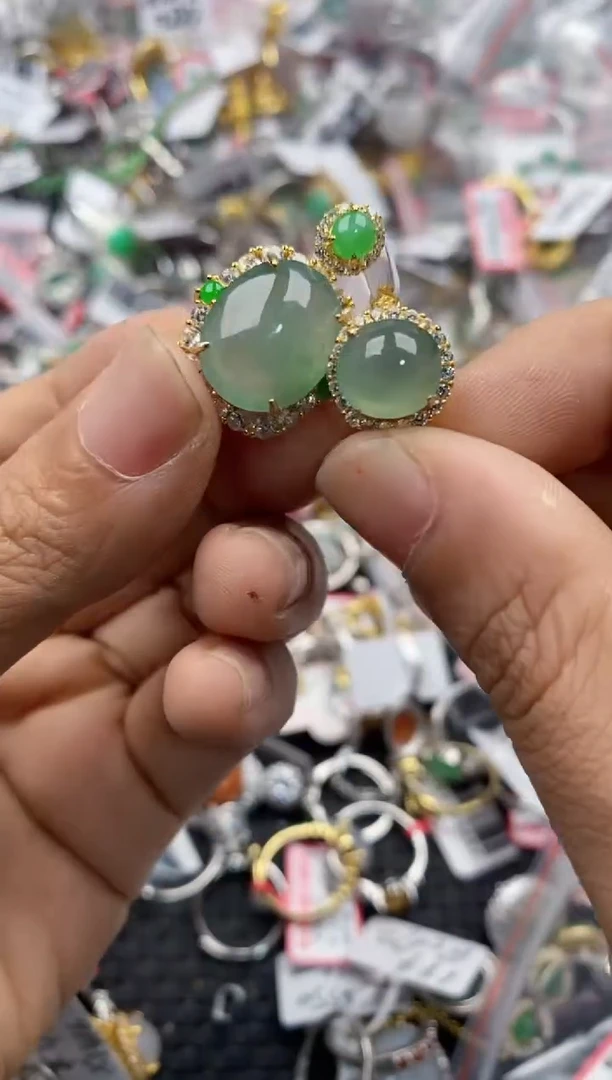 银S925镶嵌戒指翡翠3333----4