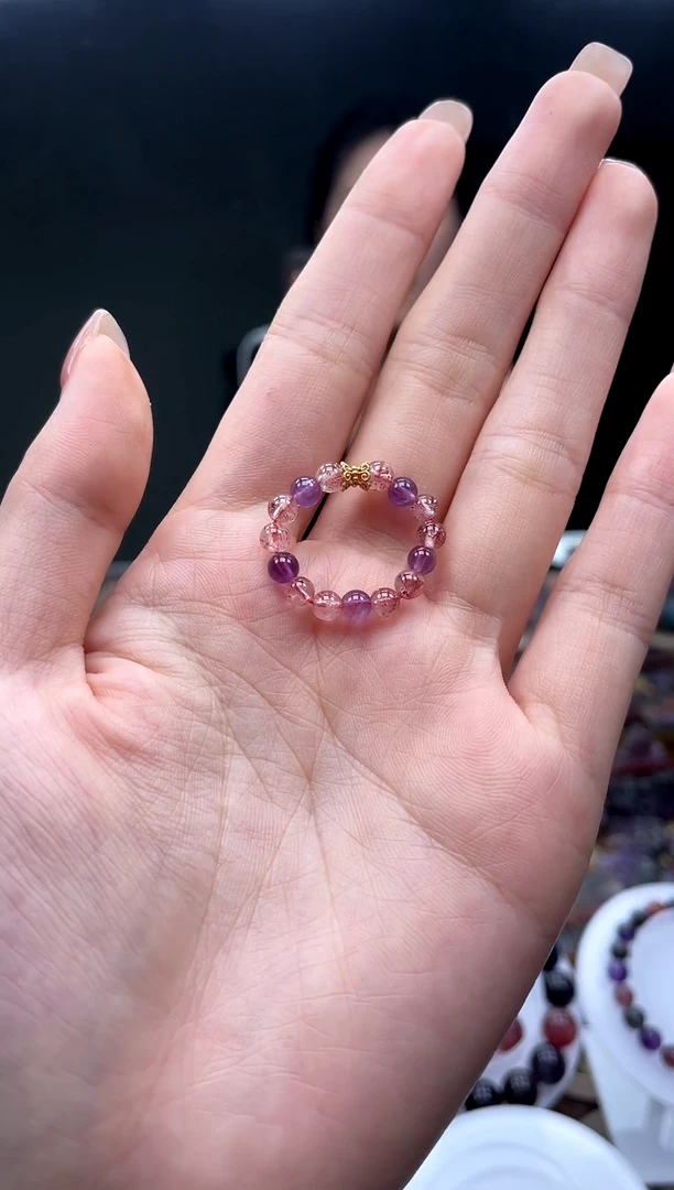 未镶嵌戒指水晶超七金草莓戒指  多样性发一