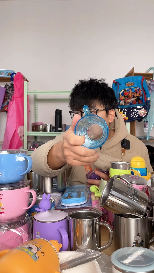 不锈钢PP蓝色牙杯