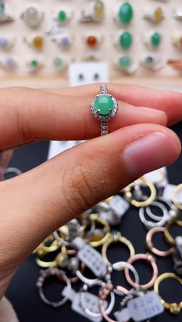 【闪购商品】翡翠戒指银S925镶嵌缅甸翡翠