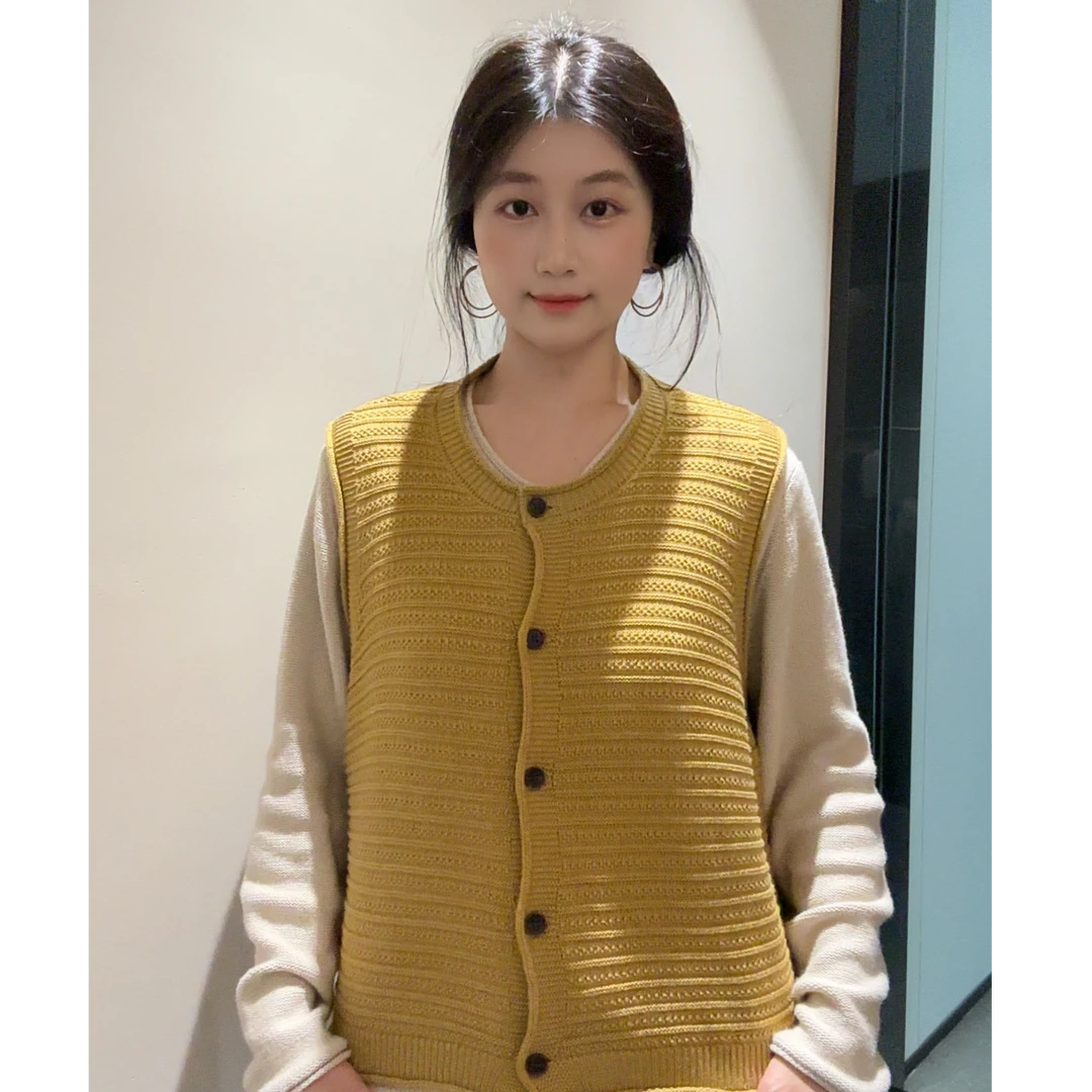 2025秋冬新款针织马甲女百搭风圆领宽松型厚款马夹宽松无袖马甲