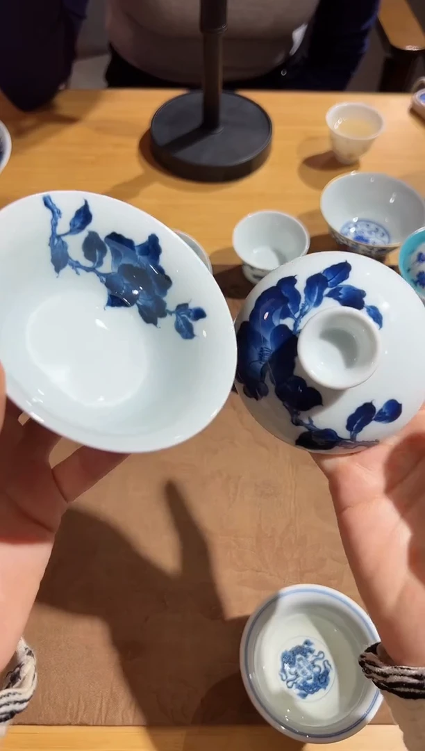 雨后 湛蓝系列 伴清寒 茶花盖碗