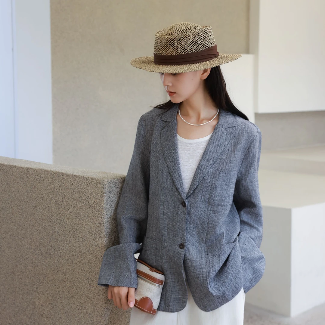 西装【千鸟格】女士气质休闲西服长袖商务西装2025172