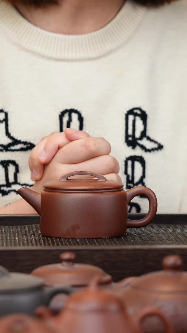 【闪购商品】紫砂茶壶微瑕老紫泥汉瓦壶150cc