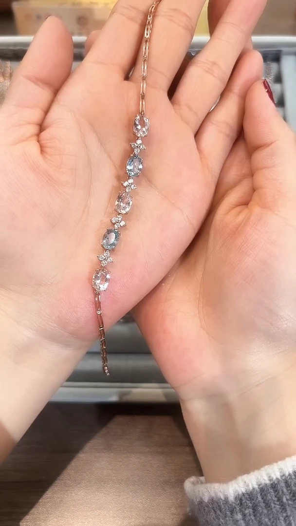 【闪购商品】海蓝宝石手链银S925镶嵌09