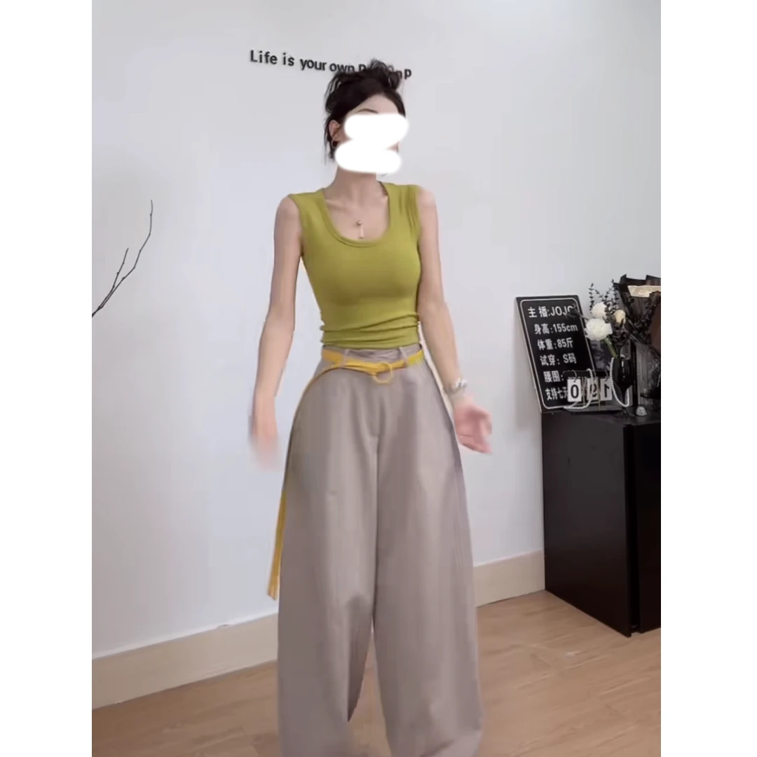 【AORSKK】夏季新款无袖背心女外穿显瘦修身日系多巴胺穿搭chic短款