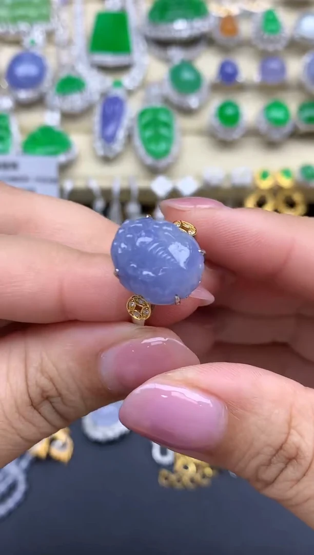 翡翠戒指18K金镶嵌583-春日珠宝