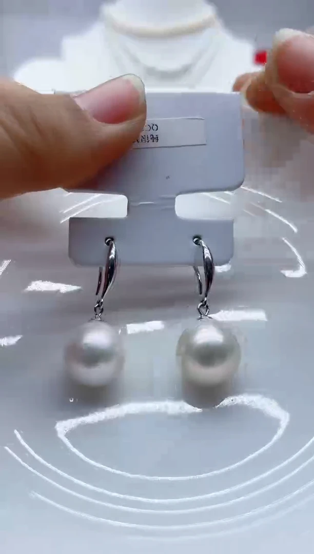 银S925镶嵌耳饰淡水珍珠93